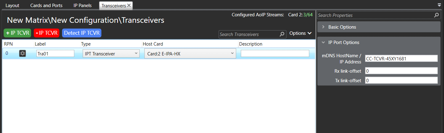 Transceiver properties